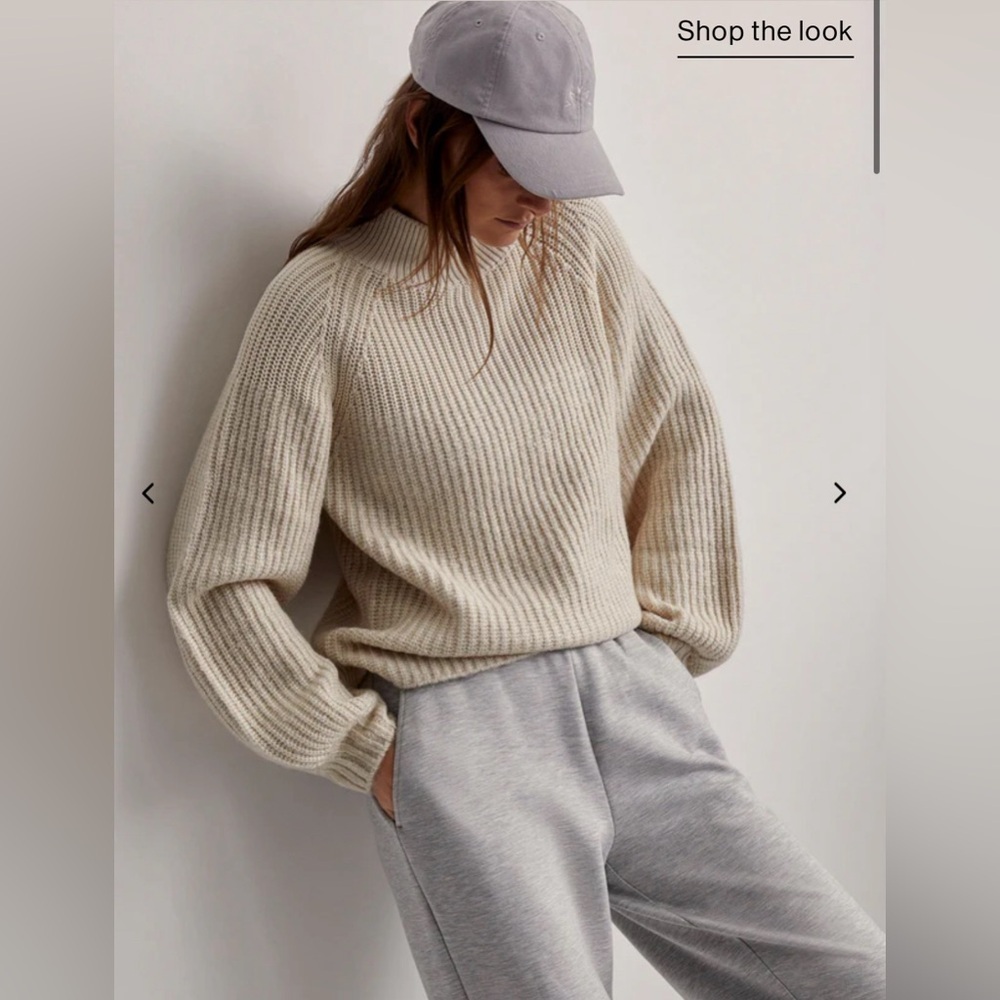 NWT Varley Cecile Raglan Knit Mock Neck Pullover Sweater in Birch Size Medium - Picture 4 of 13